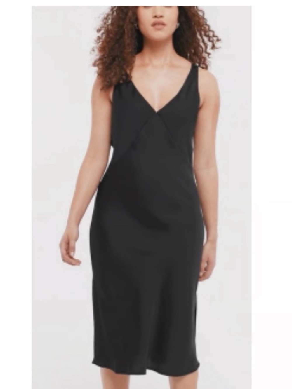 Sleek Black V-Neck Satin feel Slip Dress size XXL